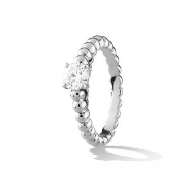 Van Cleef & Arpels Perlee Slitaire Silver Ring Bead Style Decorated One Crystal Engagement Gift For Women VCARO1VD00