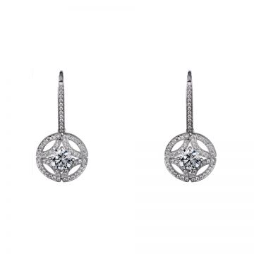 Galanterie De Cartier Women Round Hollow-Out Drop Earrings Pendant Paved Crystals Luxury 2018 Price US N8515038