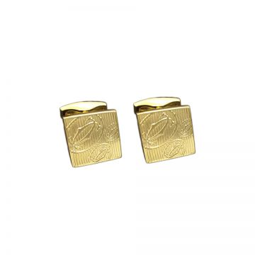 Cartier Double C Logo Square Gold-plated Cufflinks Men Celebrity Style For Sale 