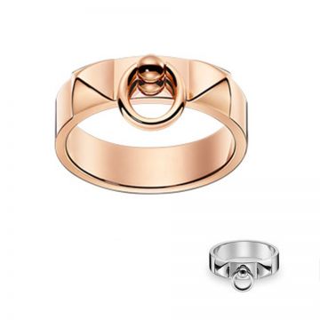 Hermes Collier De Chien Silver/Rose Gold Circle Pendant Ring Dua Lipa Style Women/Men Sale H108118B 00046/H115607B 00046