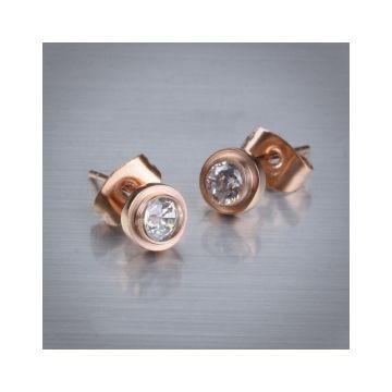 Cartier Rose Gold-plated Round Ear-stud Studded Diamond Wedding Gift  Sale Paris For Women