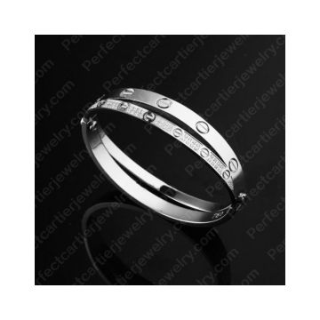 Best Christmas Gift Cartier Love Bracelet Diamonds Double Silver Bangle Link Stylish Jewelry Online Sale