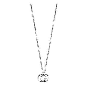  Classic Style Gucci Interlocking G Double G Pendant White Gold Necklace 925 Silver Jewellery For Ladies 