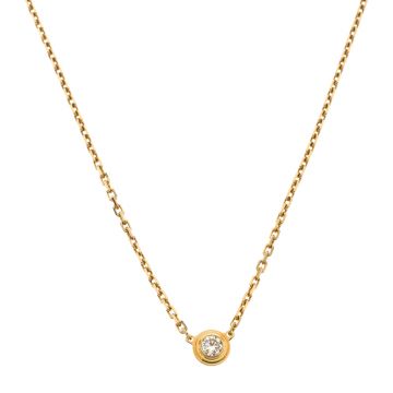 Elegant Style Cartier Diamants Légers Round Single Diamond Pendant Logo Tag Women Necklace Silver/Yellow Gold/Rose Gold