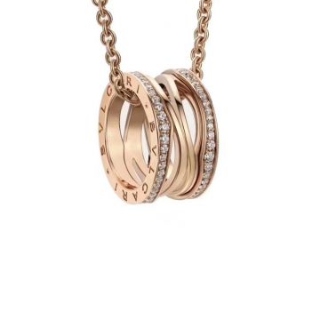 Bvlgari B.Zero1 Popular Logo Pattern Spiral Take Diamonds Pendant Womens Copy Necklace Rose Gold /Silver354195 CL858126 