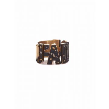 2019 Dior J'Adior Limited Edition Black Logo Style Design Fashion Star Engraving Ladies Brass Ring 7597267_S
