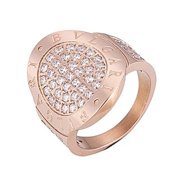 Replica Bvlgari Logo Paved Diamonds Ring Celebrity Style Rose Gold-plated Women Sale Australia