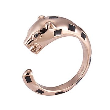  Panthere De Cartier Rose Gold-plated Ring Leopard Studded Black Enamel Personalized Gift Lady Dubai