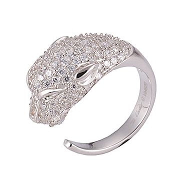 Panthere De Cartier Silver-plated Diamonds Ring Leopard Shape Chic Tide Girls America Price 