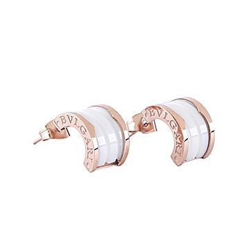 Bvlgari B.zero1 Faddish Hoop Earrings Rose Gold-Plated White Enamel Price USA Office Lady 346464 OR855943 