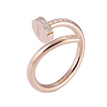 Cartier Juste Un Clou Nail Shape Ring Rose Gold Color Decorated Crystals Shopping/Dating Women Sale B4094800