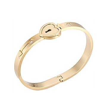 Cartier Gold-plated Bangle Necklace Jewelry Set Studded Crystals Heart Lock Online India Women