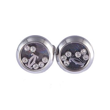 Cartier Silver Round Double C Logo Cufflinks Pearl Imitation Business Style NYC For Men Price