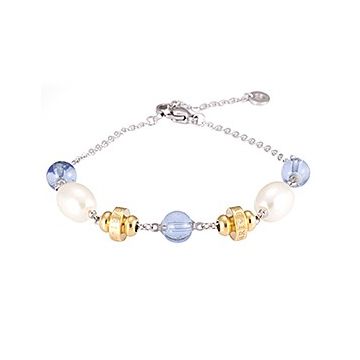 Bvlgari Bvlgari Silver Chain Bracelet White Pearls Blue Crystals Gold-plated Decors Sale Malaysia Women