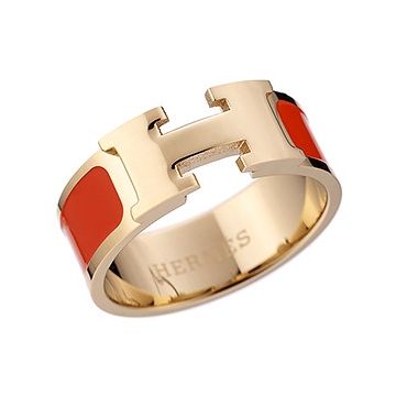  Hermes Clic H Yellow Gold-plated Orange Enamel Engraved Ring Celebrity Women 2018 Price Malaysia