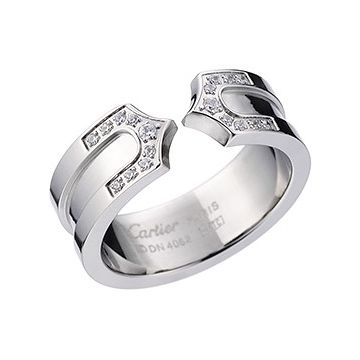 C De Cartier Crystals Inlaid Logo Silver-plated Ring Office Lady Celebrities On Sale Dubai