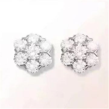 2018 Lady  VCA Floral Fleurette Gorgeous Snowflake Ear-stud Silver Paved Diamonds Party Online VCARA48100