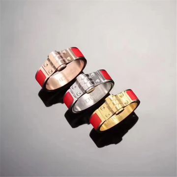  Hermes Silver Rose/Yellow Gold-plated Red Enamel Ring Unisex Style Sale Canada Prominent Design 