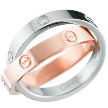 Cartier Spicy Love Silver/Rose Gold Two-tone Ring Screw Detail Decked Crystals Lady Online Philippine B4094300