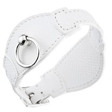 Hermes Delicate Circle Silver Buckle White Leather Bangle Couple Style Sale Online America