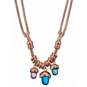 Vintage Bvlgari Two Chain Rose Gold-Plated Charm Necklace Blue/Purple Crystals Fashion Party Price Singapore Women