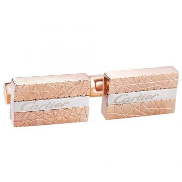 Cartier Rose Gold & Silver Logo Cufflinks Elegant Style Online Shopping Paris For Unisex