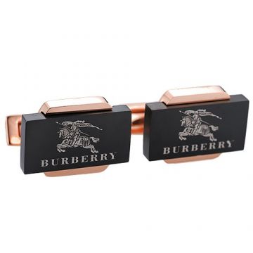 Burberry Rose Gold-plated Cufflinks Equestrian knight Pattern Black Rectangle Wedding For Men Sale UK