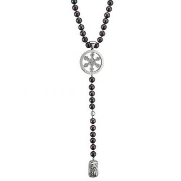 High-end  Bvlgari Black Bead Necklace Silver Charm Modern Style Review In UK Women & Men