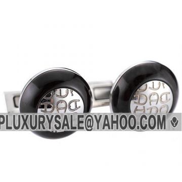 Aigner Silver & Black Round Cufflinks Wedding Gift For Men With Logo For Sale France