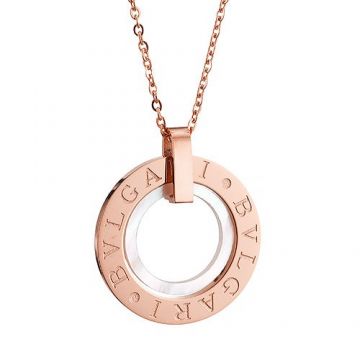 Bvlgari Bvlgari Rose Gold-plated Circle Pendant Necklace Studded Logo Price Australia Women