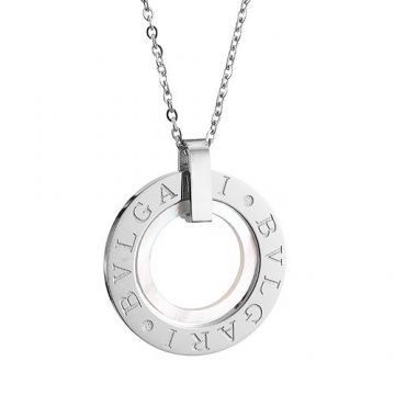 Bvlgari Bvlgari  Silver Circle Charm With Logo Chain Necklace Price Australia Women Men Gift