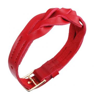 Hermes Hippique Gold-Plated Buckle Red Braided Leather Bracelet Street Fashion Online US Price Unisex 