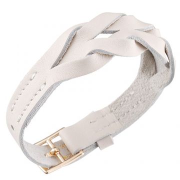 Hermes Hippique White Leather Braided Unisex Bracelet Gold-Plated Buckle Christmas Gift Sale Online Malaysia