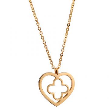 VCA Personalized Byzantine Alhambra Gold-plated Chain Necklace Hollow Heart Clover Couple Style Valentine Gift NYC