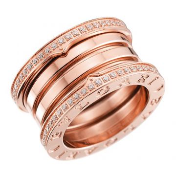 Bvlgari Fake B.zero1 Spiral Ring Diamonds Side With Logo Rose Gold Color Girls Sale Canada AN856293