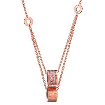 Bvlgari B.zero1  Rose Gold-plated Two Chain Diamonds Pendants Necklace Delicate Women Gift Sale America