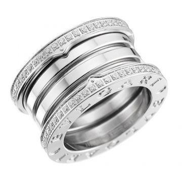 Bvlgari B.zero1 Silver Ring Paved Crystals Symbol Spiral Modeling Women/Men Fashion Style Price In Malaysia AN857023
