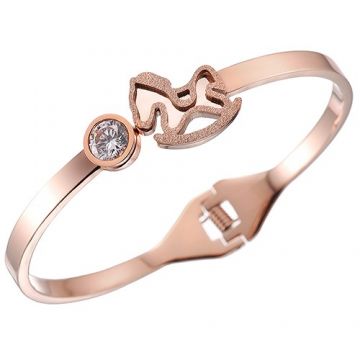 Hermes  Horse Motif Diamond Rose Gold Plated Bangle Latest Design Women Wedding Gift Sale
