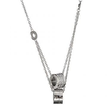 Bvlgari Couple Style B.zero1 Silver Two Chain Necklace Crystals Pendant 2018 Street Style Birthday Gift