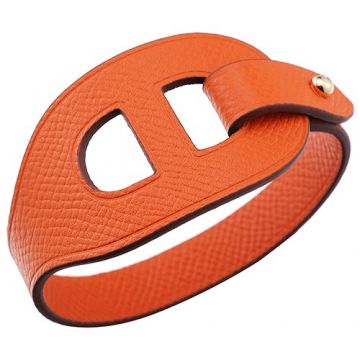 Hermes Lona Orange Cutwork Leather Bracelet Gold-Plated Clasp Fashion Design Sale For Women/Men 