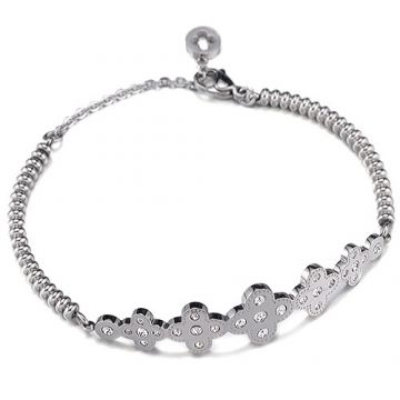 VCA Perlee Silver Clover Decorations Inlaid Crystals Bead Chain Bracelet For Women Price Malaysia 