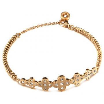 Van Cleef & Arpels  Perlee Gold-plated Clover Diamonds Bead Bracelet UK Online Shop Women
