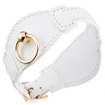 Hermes Elegant White Leather Bracelet Yellow Gold Plated Buckle Unisex Online Shop Canada 