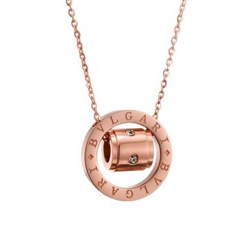 Bvlgari Bvlgari Spiral & Circle Pendant Decked Logo Crystals Chain Necklace Sweet Style Price Canada Girls 