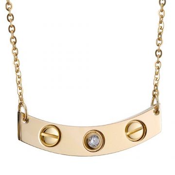 Cartier Love Copy Diamond Pendant Gold-plated Bar Necklace Studded Screw Motif Personalized USA Sale Unisex
