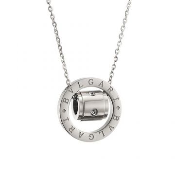 Bvlgari Bvlgari Crystals Spiral Circle Pendant Silver Chain Necklace Studded Logo Girls/Boys Sale Australia Price