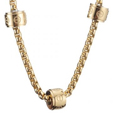 Cartier Love Retro Style Yellow Gold-plated Three Pendants Necklace Screw Pattern Unisex Style Price France