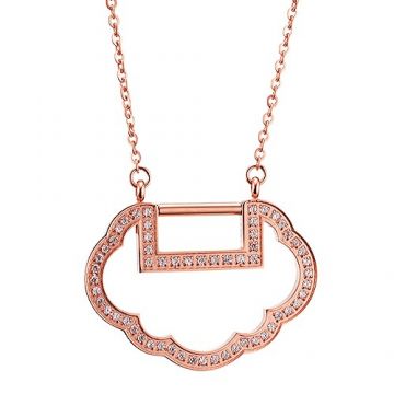 Cartier Cloud Pendant Necklace Rose Gold-plated Paved  Diamonds Birthday Gift Women Price Singapore