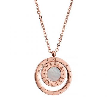 Bvlgari Bvlgari Logo Pendant Pearl Studded Rose Gold-plated Chain Necklace Women Gift Sale Online UK