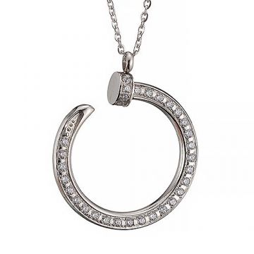 Cartier Juste Un Clou Phony Nail Shape Pendant Silver Necklace Paved Diamonds Women/Men Price America B3046900